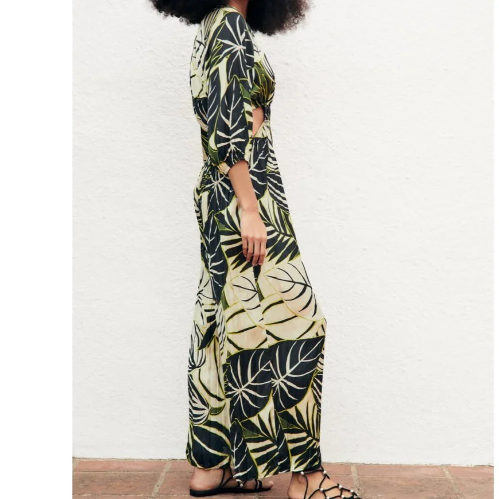 Zara floral print jumpsuit